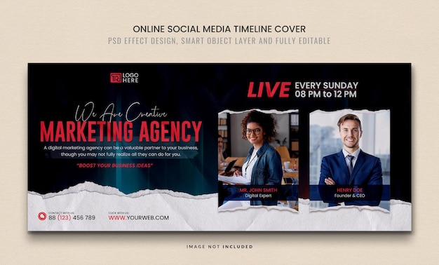 PSD online business conference social media post facebook cover banner template