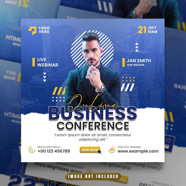 Online business conference social media template or Instagram post Premium Psd