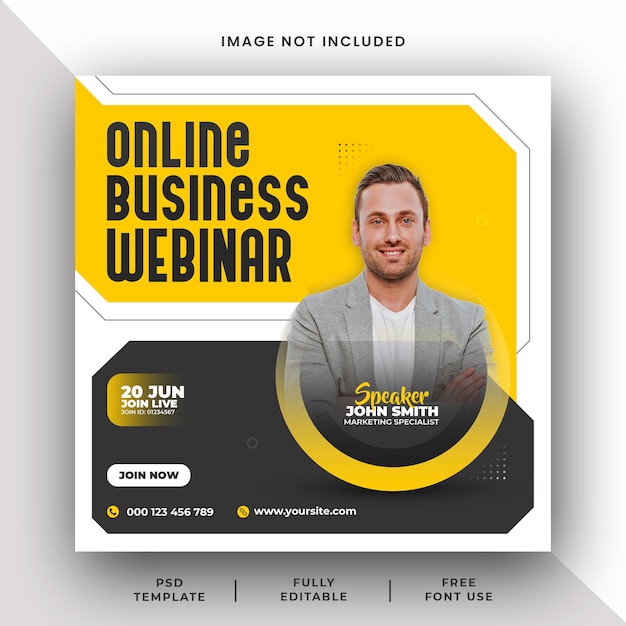 PSD online business webinar social media instagram post banner template