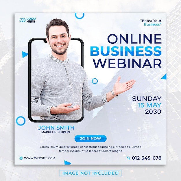 Online Business webinar social media and instagram post template