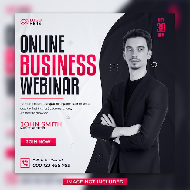 PSD online business webinar social media and instagram post template