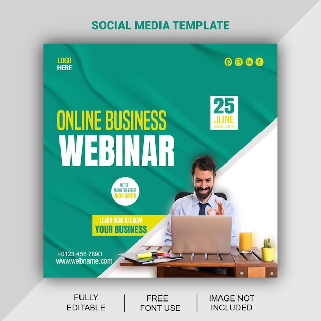 online business webinar social media post template