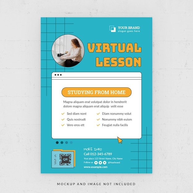 Online Class Virtual Lesson Flyer Template in PSD