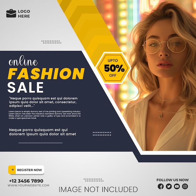 PSD online clothing sale social media template instagram post