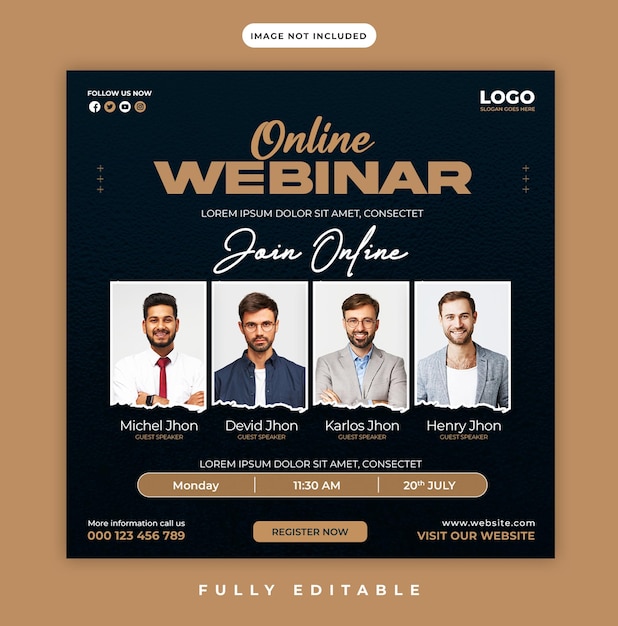 PSD online conference webinar post template instagram social media post