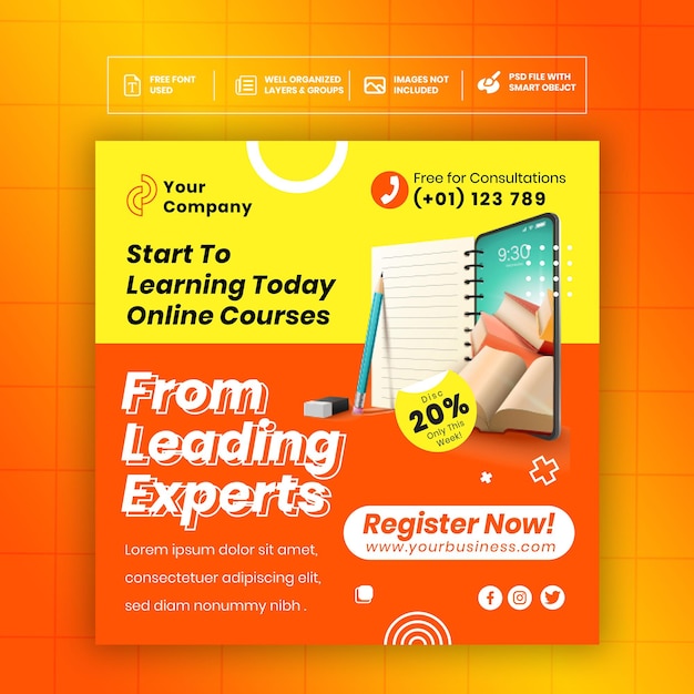 Online Course Digital Social Media Template