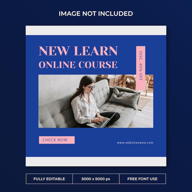 Online course instagram post social media template