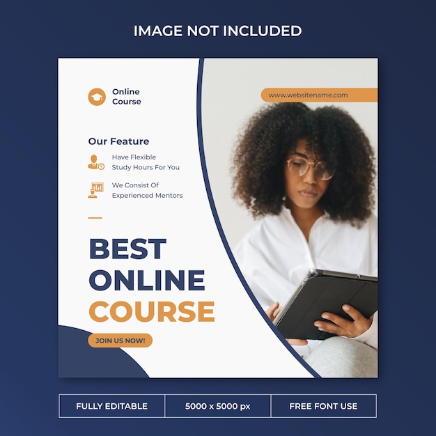 Online course instagram post social media template