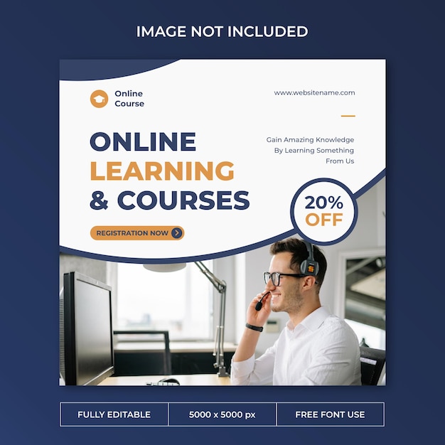 Online course instagram post social media template