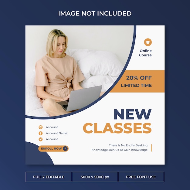 Online course instagram post social media template