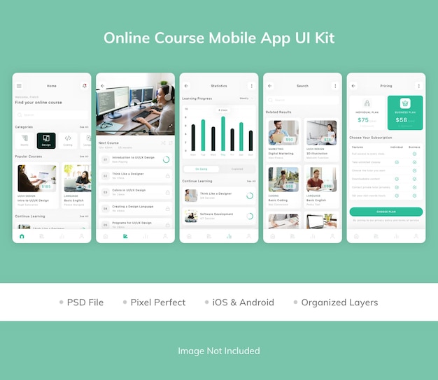 Online Course Mobile App UI Kit