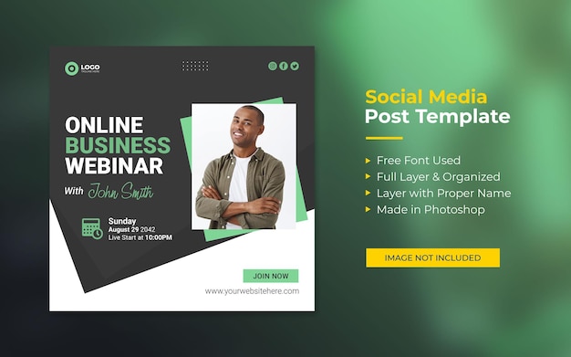 Online course social media post and web banner template