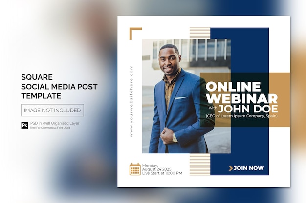 Online Course and Webinar Social Media Post or Square Web Banner Template