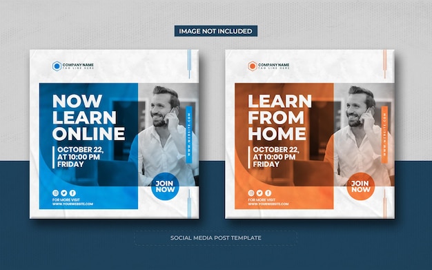 Online course and webinar social media post and web banner template