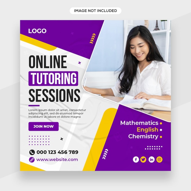 Online Education related instagram banner or social media post or facebook cover template