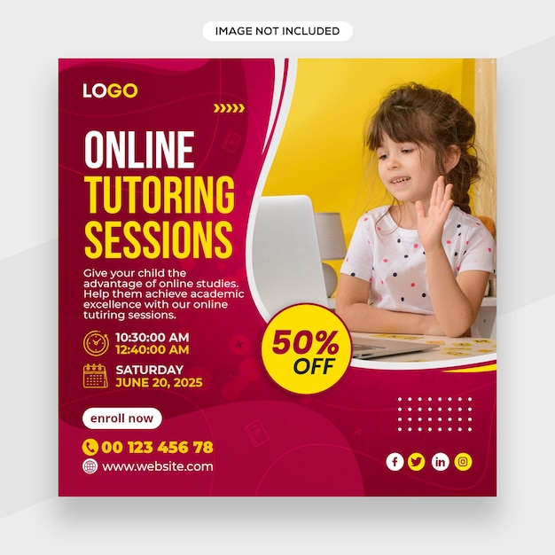 Online Education related instagram banner or social media post or facebook cover template