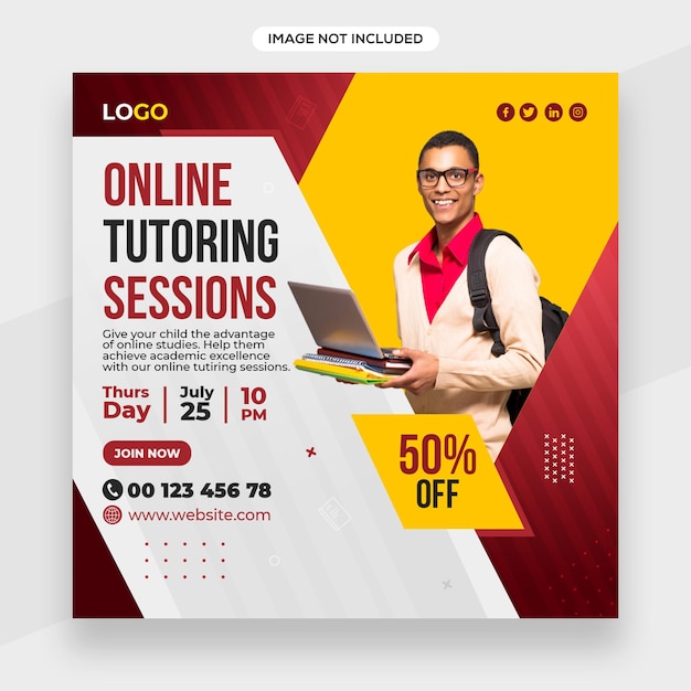 Online Education related instagram banner or social media post or facebook cover template