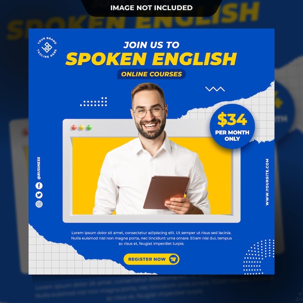 Online languages classes social media post template