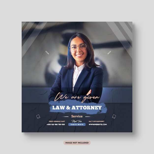 Online Law and attorney service social media post and web banner template