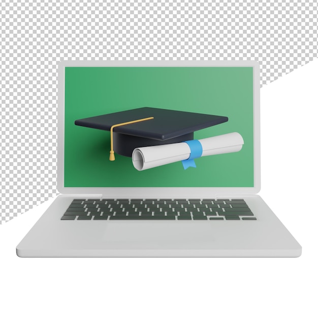 Online Learning front view icon 3d rendering illustration on transparent background