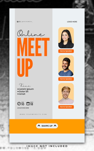 Online Meet Up instagram story and social media banner template