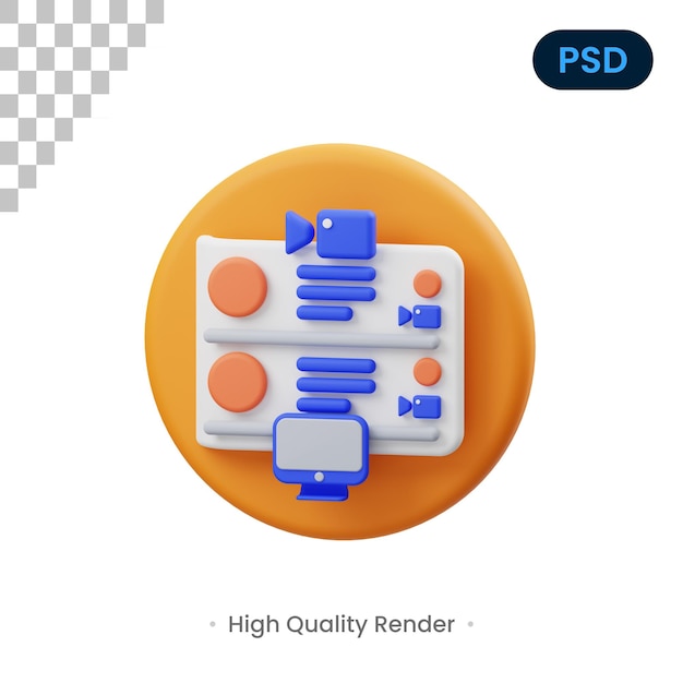 Online Meeting 3D Render Illustration Premium Psd