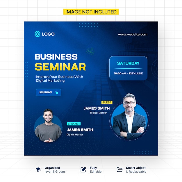 PSD online multiple guest speaker business live conference social media post template