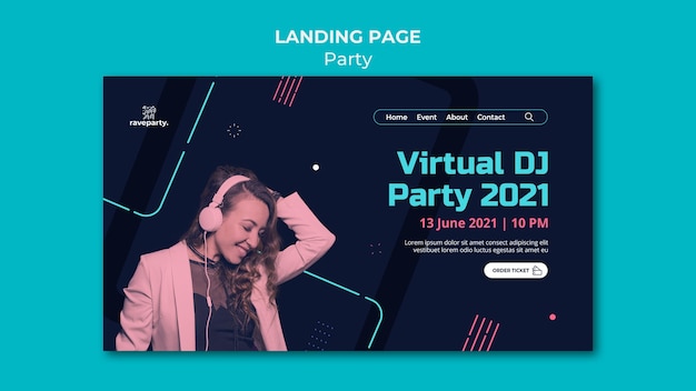 PSD online party landing page template