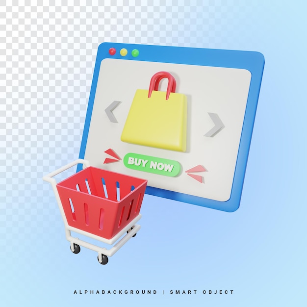 Online Shopping Cart 3d Illustration