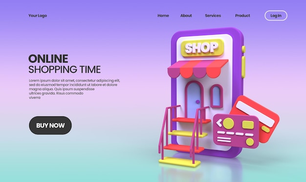 Online Shopping concept illustration Landing page template for business idea concept background