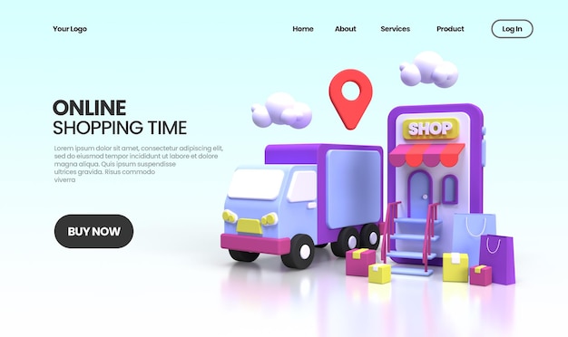 Online Shopping concept illustration Landing page template for business idea concept background