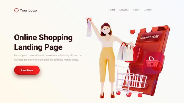 PSD online shopping landing page