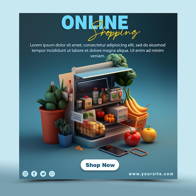 PSD online shopping square flyer style