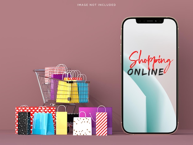 Online shopping with smartphone mockups