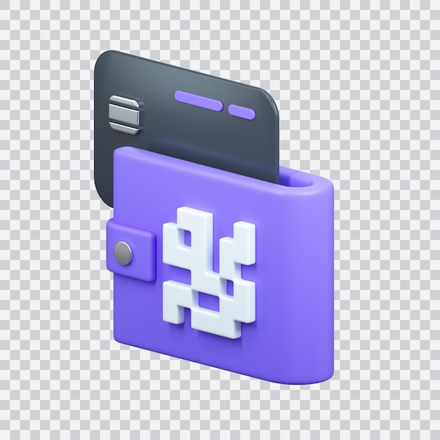 Online wallet 3d rendering icon Isolated on white