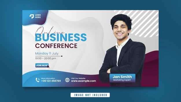 Online webinar business conference banner flyer template Premium Psd