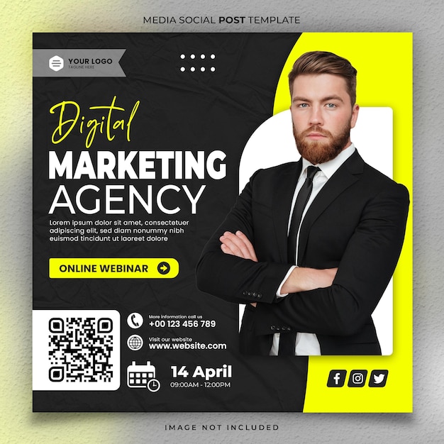 PSD online webinar digital marketing media social post template