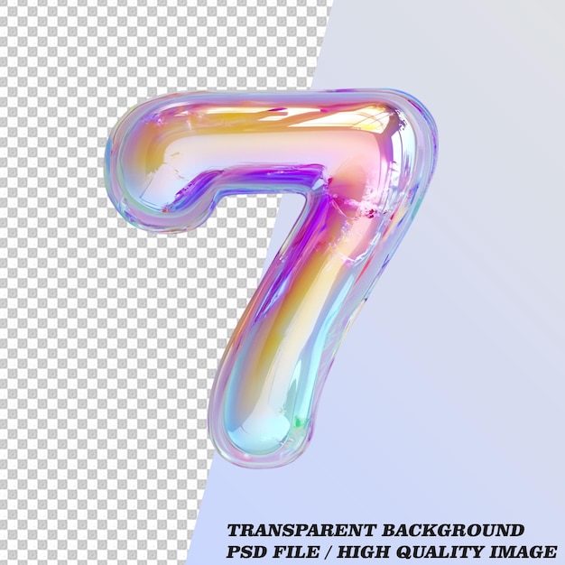 PSD opalescent style alphabets and numbers on transparent background psd file