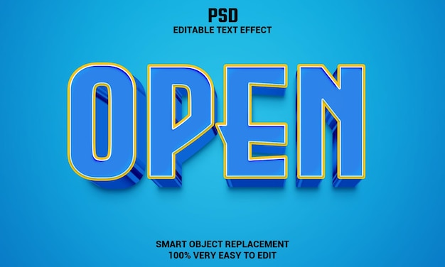 Open 3d editable text effect with background Premium Psd