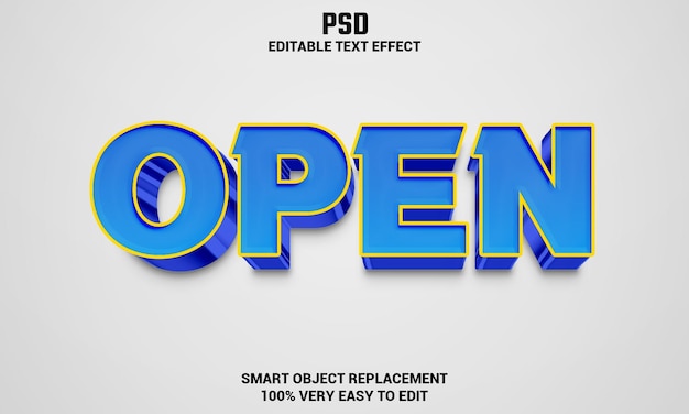 Open 3d editable text effect with background Premium Psd