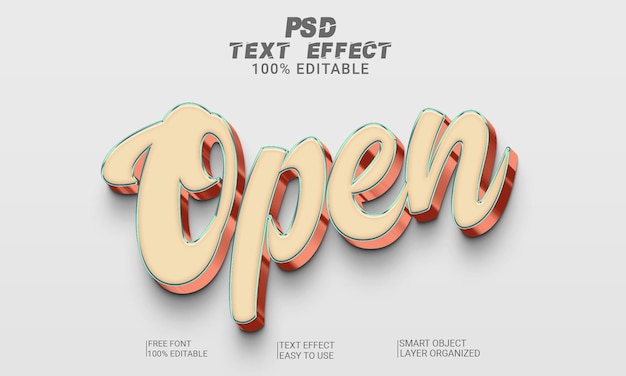 Open 3D Text Effect