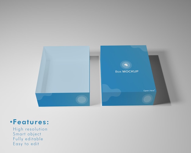 Open blue box mockup