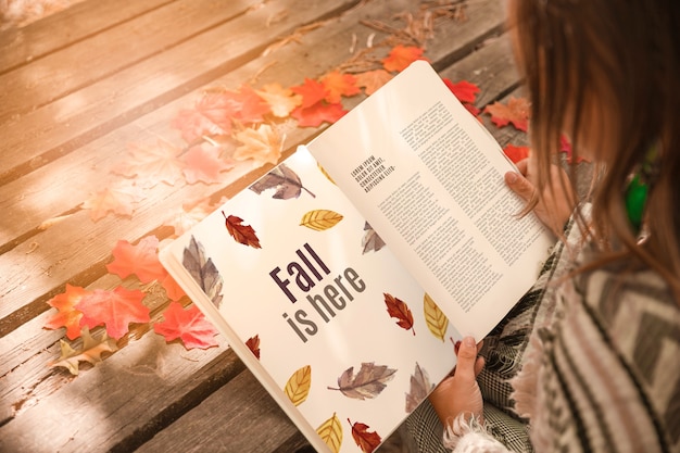 Open book mockup with halloween concept