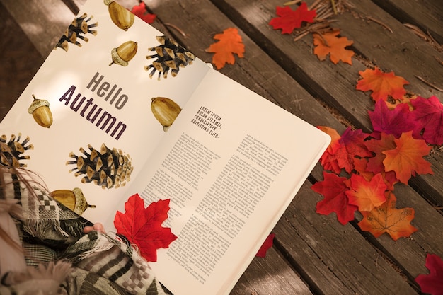 Open book mockup with halloween concept