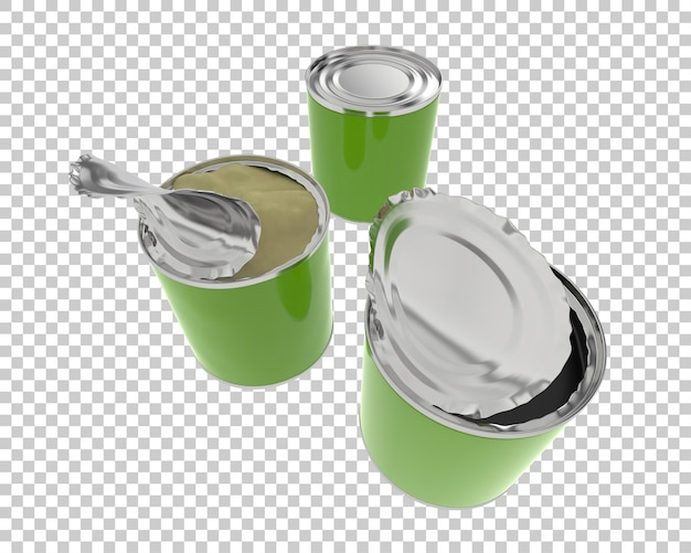 Open cans isolated on transparent background 3d rendering illustration