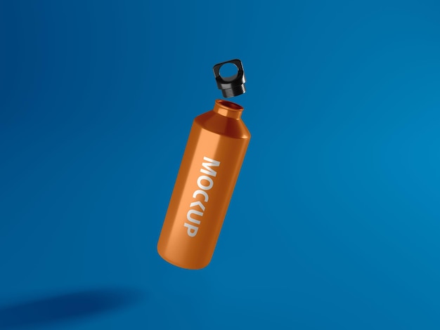 Open cap sports bottle mockup with front view