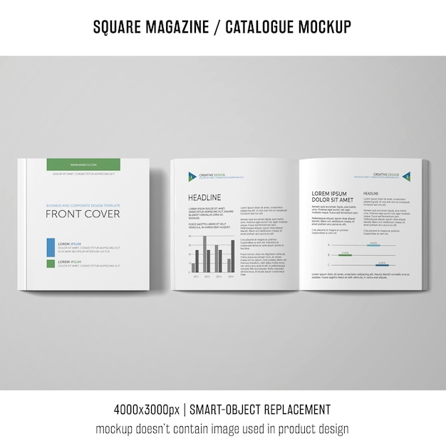 open and closed square magazine or catalogue mockup