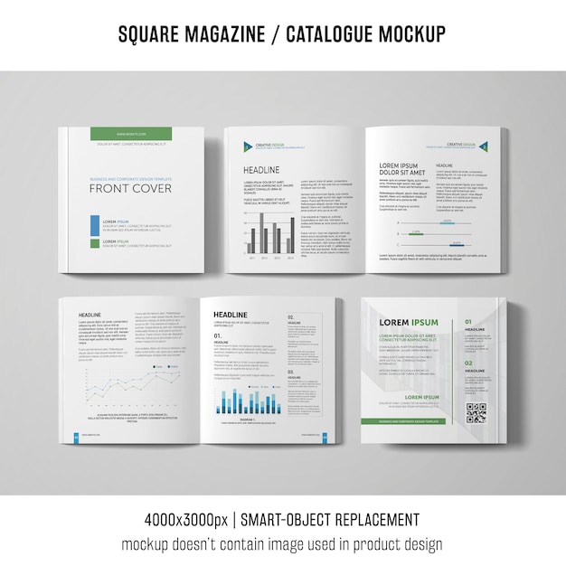 open and closed square magazine or catalogue mockups