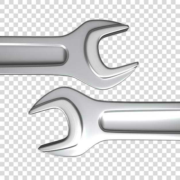 Open end wrenches isolated on a white background Big plan Top view Mechanical topics 3D render