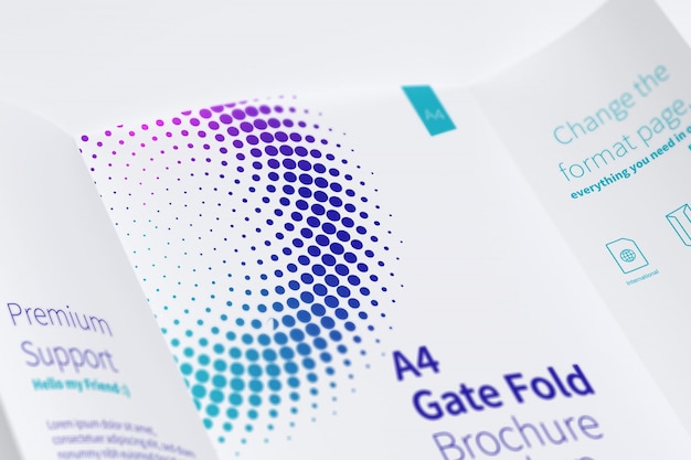 Open Gate Fold Brochure Mockup